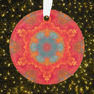 Psychedelic Hippie Blue Orange and Red Ornament