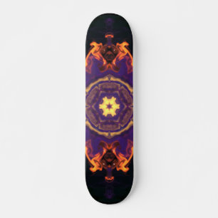 Psychedelic Hippie Flower Orange Purple and Black Skateboard