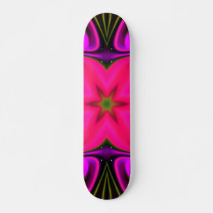 Psychedelic Hippie Flower Pink and Purple Skateboard