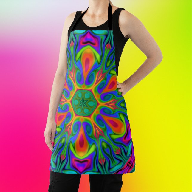Psychedelic Hippie Flower Rainbow Apron (Creator Uploaded)