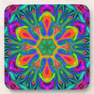 Psychedelic Hippie Flower Rainbow Coaster