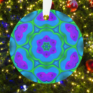 Psychedelic Hippie Flower Rainbow Ornament
