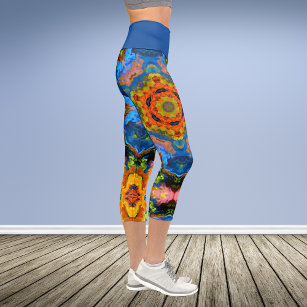Psychedelic Hippie Orange Blue and Green Leggings