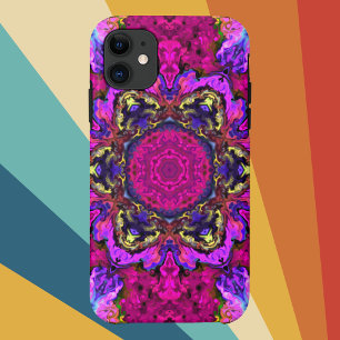 Psychedelic Hippie Pink Yellow and Orange iPhone 11 Case