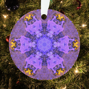 Psychedelic Hippie Purple and Yellow Ornament