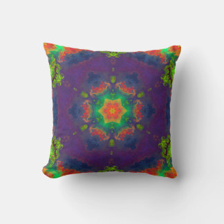 Psychedelic Hippie Purple Orange and Green Throw Pillow
