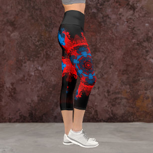 Psychedelic Hippie Red and Blue Leggings