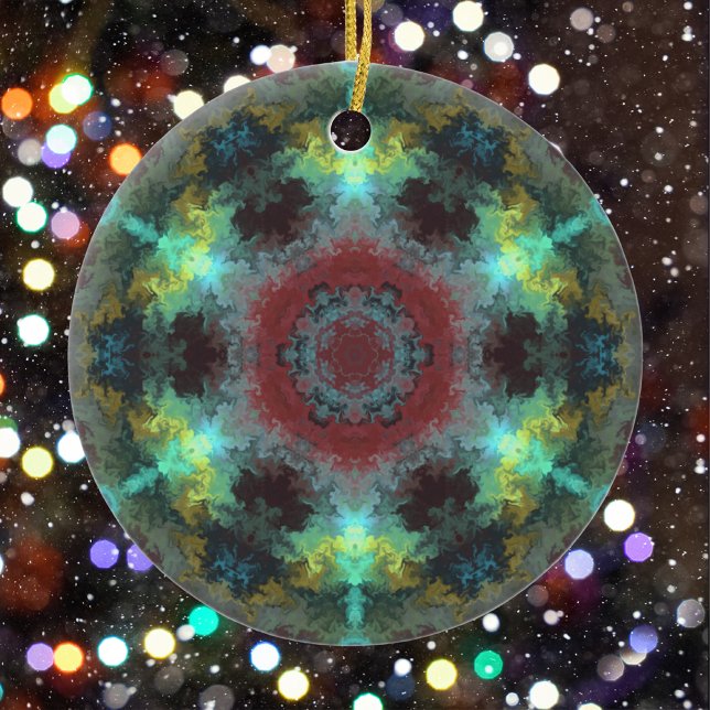 Psychedelic Hippie Red Blue and Yellow Ceramic Ornament (Creator Uploaded)