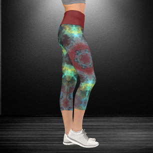 Psychedelic Hippie Red Blue and Yellow Leggings