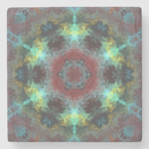 Psychedelic Hippie Red Blue and Yellow Stone Coaster