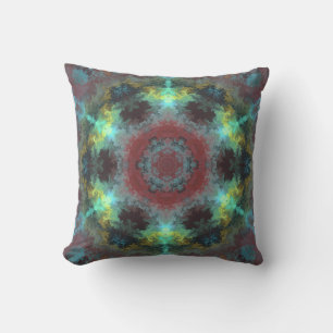 Psychedelic Hippie Red Blue and Yellow Throw Pillow