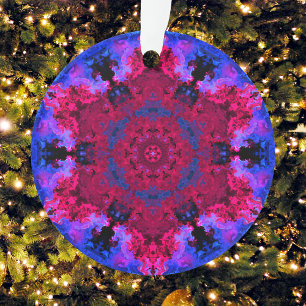 Psychedelic Hippie Red Pink and Blue Ornament