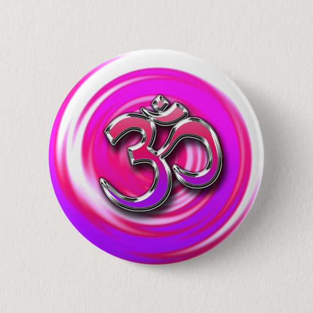 Psychedelic Hippie Style Yoga Symbol 2 Inch Round Button (Front)