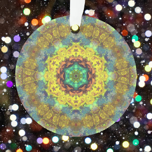Psychedelic Hippie Yellow Blue and Green Ornament