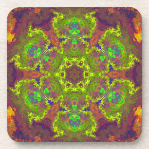 Psychedelic Hippie Yellow Purple and Orange Coaster