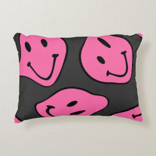 Psychedelic hipster faces, seamless design. accent pillow