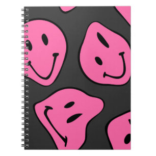 Psychedelic hipster faces, seamless design. notebook