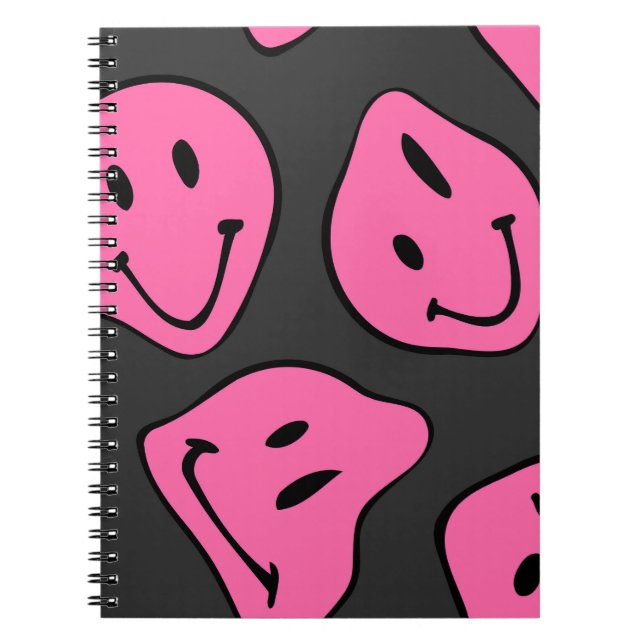 Psychedelic hipster faces, seamless design. notebook (Front)