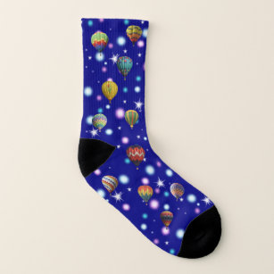 Psychedelic Hot Air Balloons Pink and Blue Stars  Socks