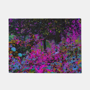 Psychedelic Hot Pink and Black Garden Sunrise Doormat