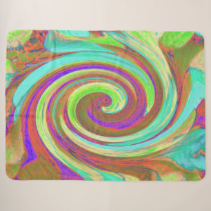 Psychedelic Hot Pink and Lime Green Garden Flowers Sherpa Blanket