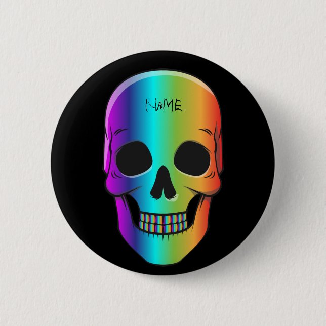 Psychedelic Human Skull Thunder_Cove 2 Inch Round Button (Front)