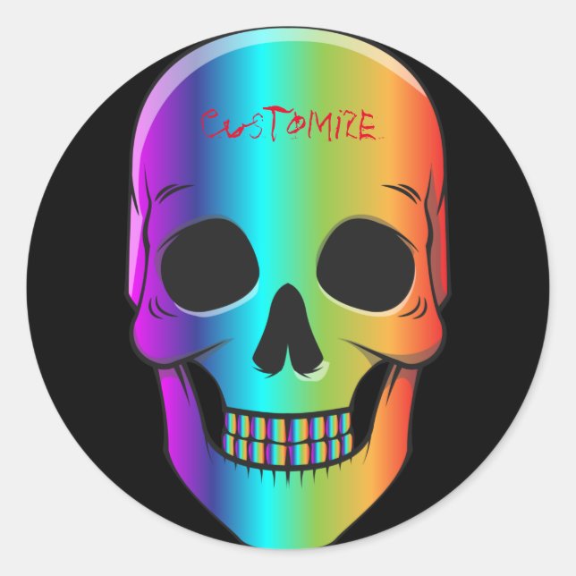 Psychedelic Human Skull Thunder_Cove Classic Round Sticker (Front)