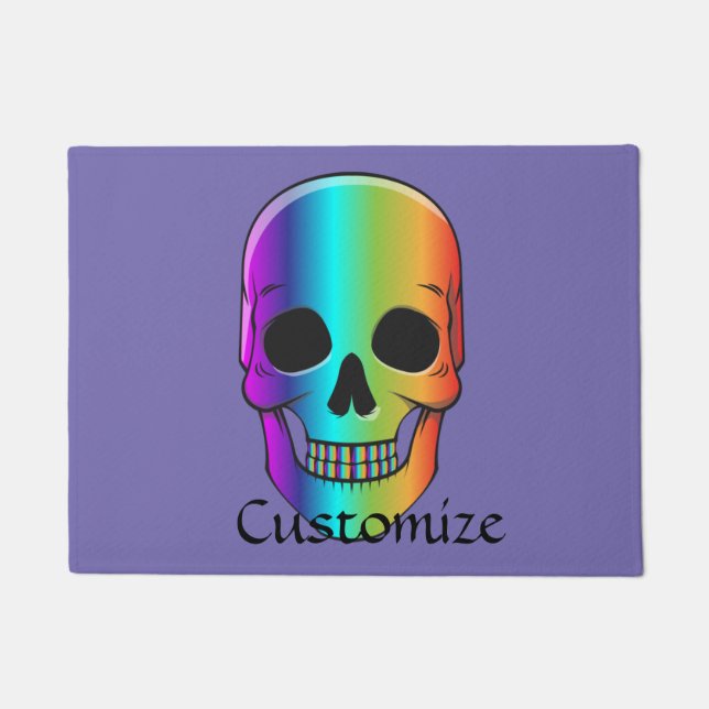 Psychedelic Human Skull Thunder_Cove Doormat (Front)