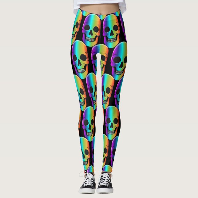 Psychedelic Human Skull Thunder_Cove Leggings (Front)