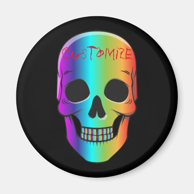 Psychedelic Human Skull Thunder_Cove Magnet (Front)