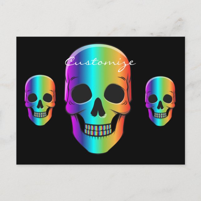 Psychedelic Human Skull Thunder_Cove Postcard (Front)