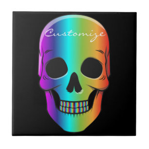 Psychedelic Human Skull Thunder_Cove Tile