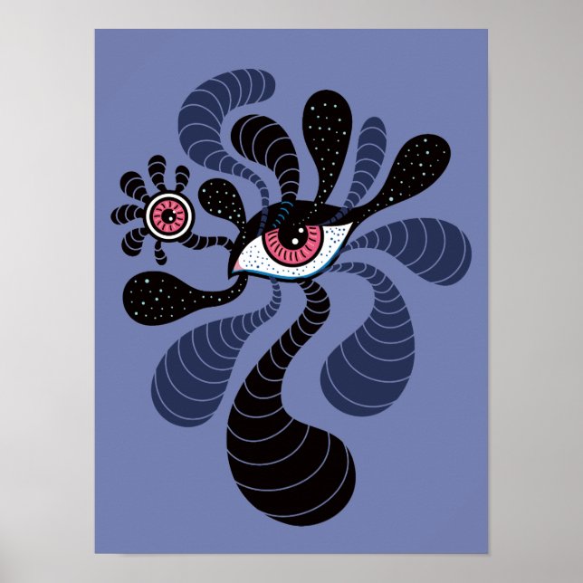 Psychedelic Hypnotic Art Creepy Double Pink Eye Poster (Front)