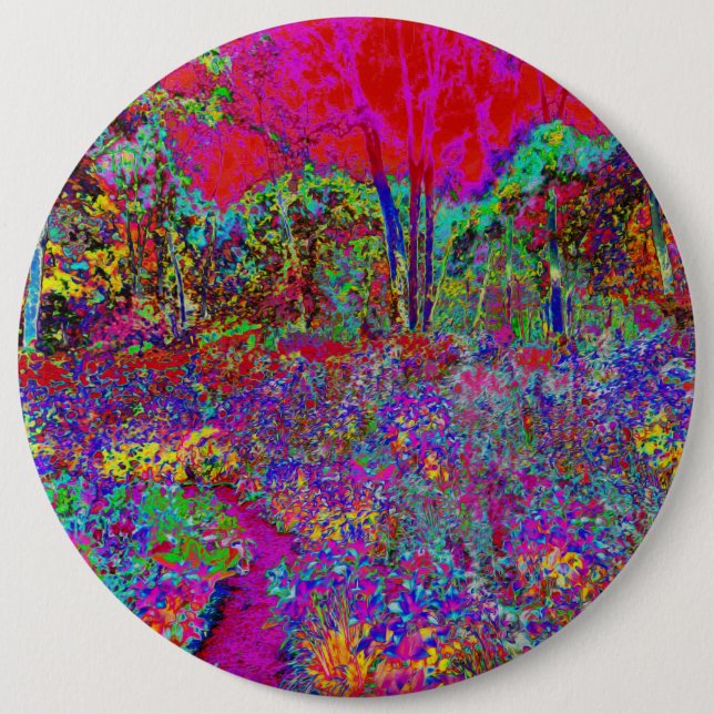 Psychedelic Impressionistic Garden Landscape 6 Inch Round Button (Front)