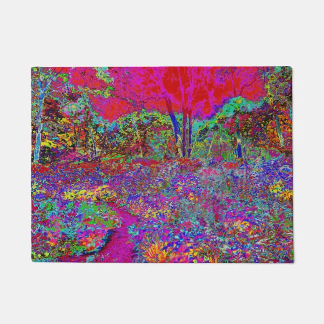 Psychedelic Impressionistic Garden Landscape Doormat (Front)