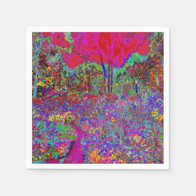 Psychedelic Impressionistic Garden Landscape Napkin (Front)