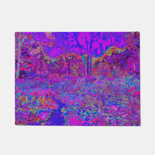 Psychedelic Impressionistic Purple Landscape Doormat