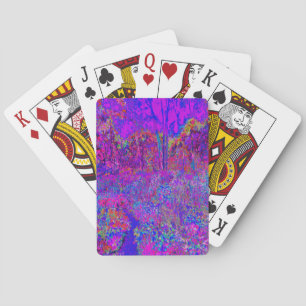 Psychedelic Impressionistic Purple Landscape Playing Cards