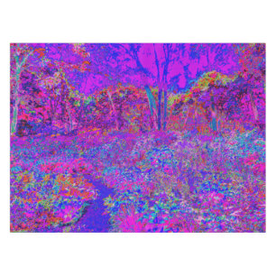 Psychedelic Impressionistic Purple Landscape Tablecloth