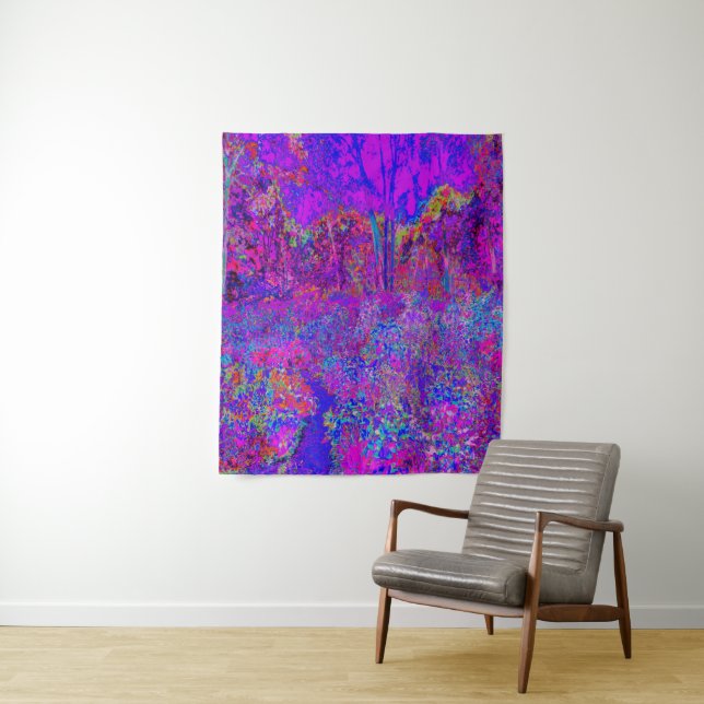Psychedelic Impressionistic Purple Landscape Tapestry (In Situ)