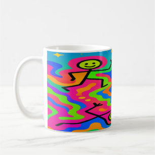 Psychedelic Joy – Dancing Stick Figure Rainbow Mug