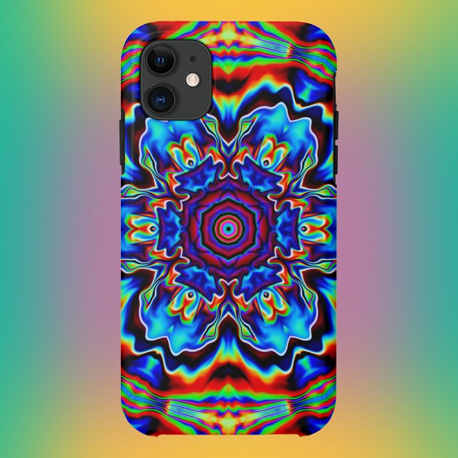 Psychedelic Kaleidoscope Blue Red and Green Case-Mate iPhone Case (Creator Uploaded)