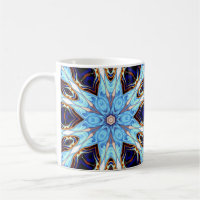 Psychedelic Kaleidoscope Flower Blue and Orange