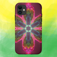 Psychedelic Kaleidoscope Flower Green and Pink