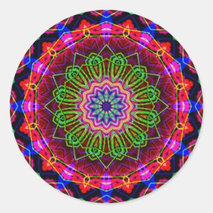 Psychedelic Kaleidoscope Mandala Classic Round Sticker