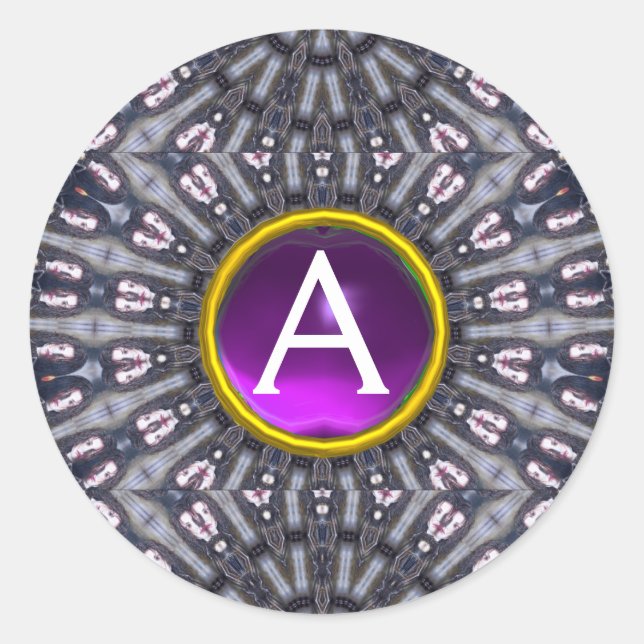 PSYCHEDELIC KALEIDOSCOPE /MYSTIC MEMORIES monogram Classic Round Sticker (Front)