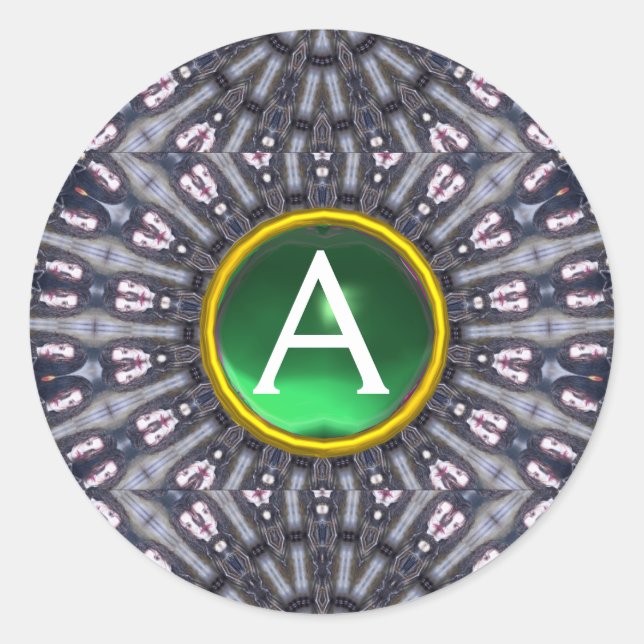 PSYCHEDELIC KALEIDOSCOPE /MYSTIC MEMORIES monogram Classic Round Sticker (Front)