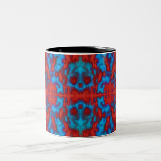 Psychedelic kaleidoscope pattern Two-Tone coffee mug (Center)