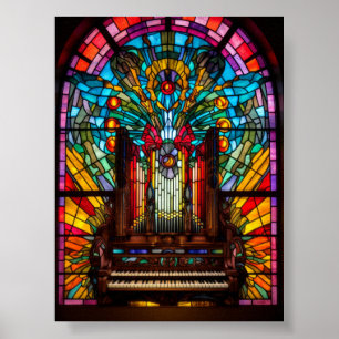 Psychedelic Kaleidoscope Pipe Organ Stained Glass Poster