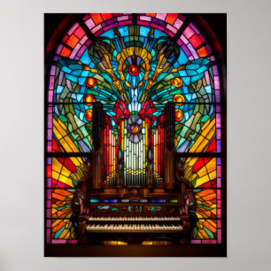 Psychedelic Kaleidoscope Pipe Organ Stained Glass Poster